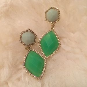 NWOT Francesca's Gold and Two Tone Green Earrings